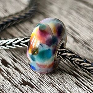 Summersday Artisan Trollbeads Style Trollstone Happy Colors Glitter Leaf NEW